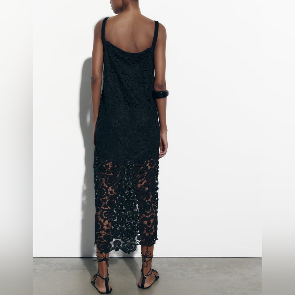 ZARA LIMITED EDITION MACRAMÉ KNIT DRESS - Picture 4 of 7